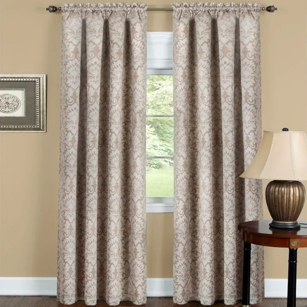 Achim Home Furnishing: Sutton Tan Floral Transitional Blackout Window Curtain